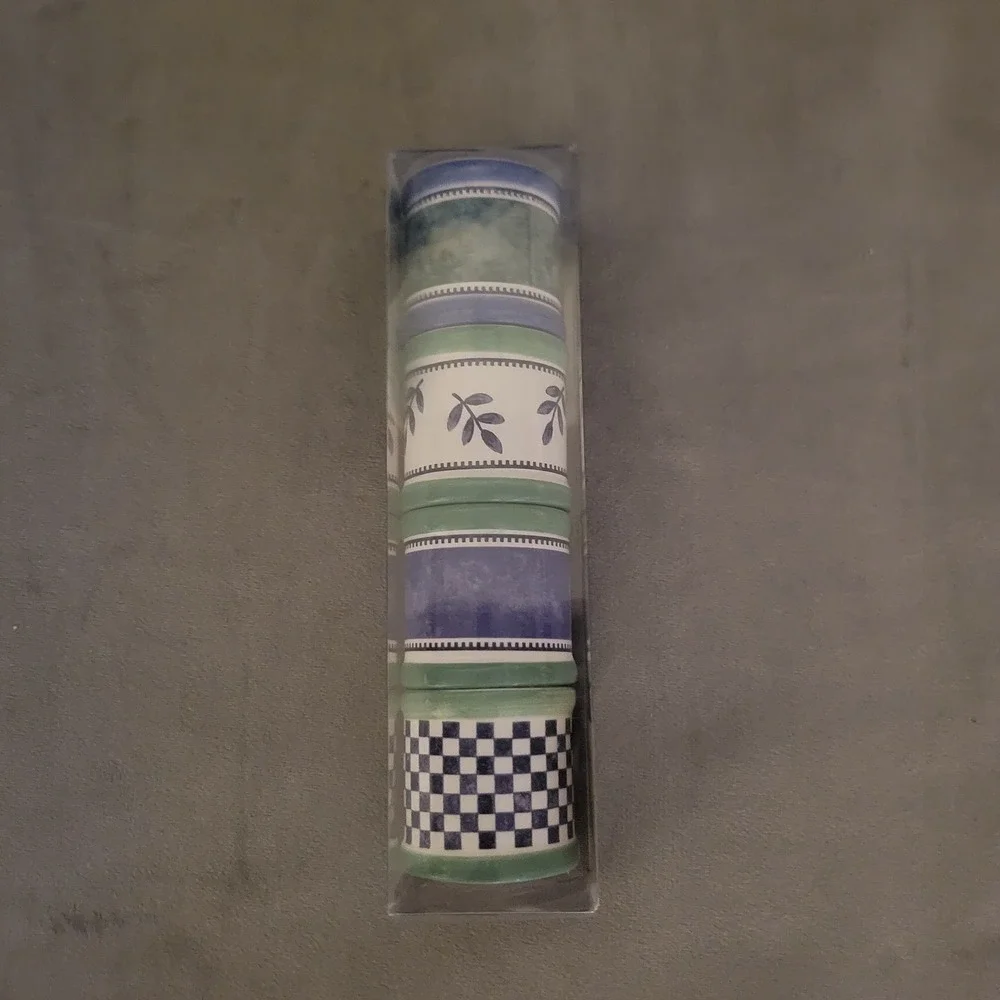 Villeroy & Boch Switch 3 Napkin Rings Set of 4 Dolomite Blue Green White